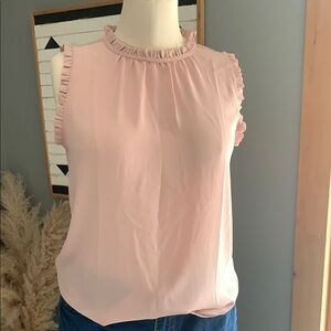LOFT Elegant Pink Sleeveless Ruffle Top